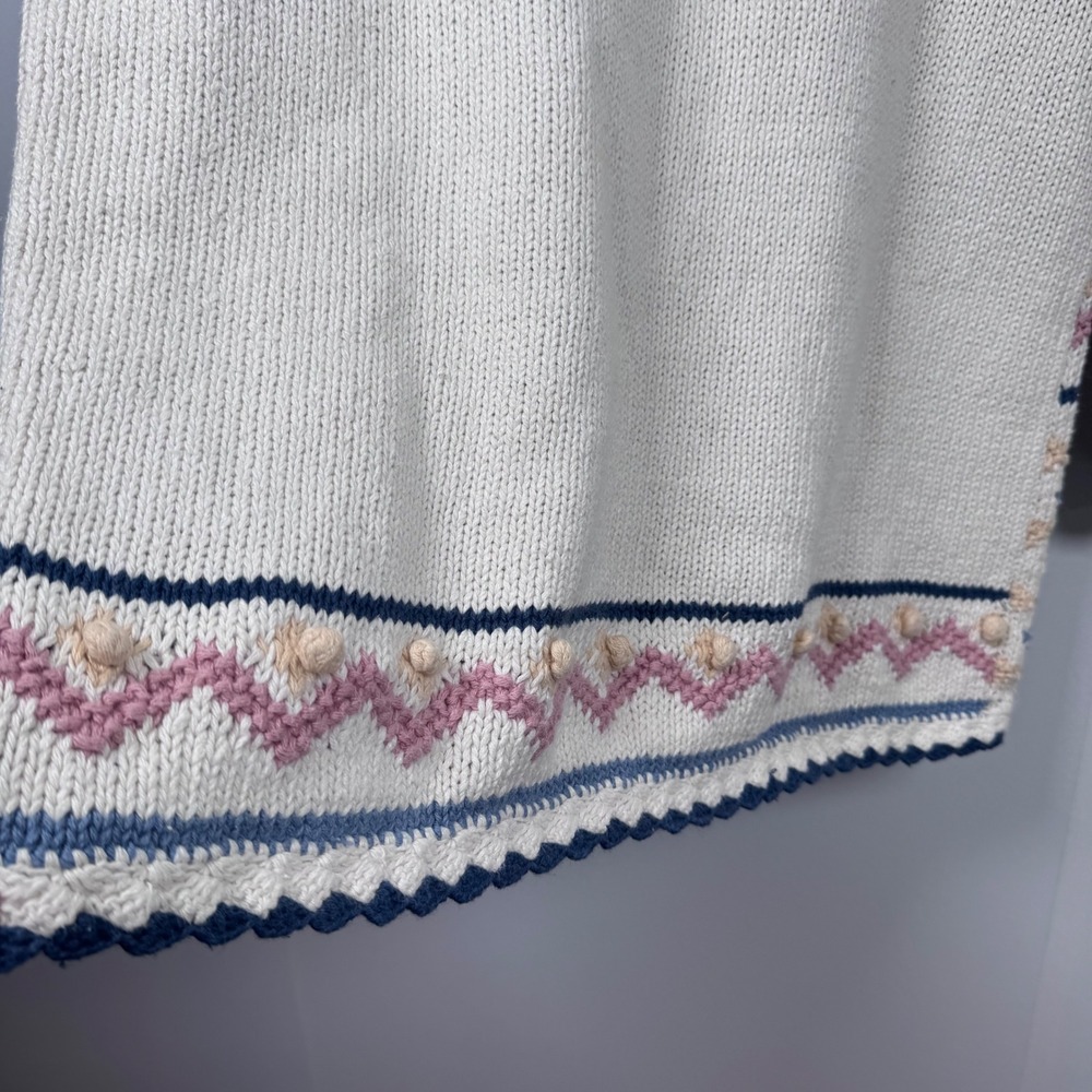 Cape Isle Knitters Sweater Womens M Ivory Hand Knit Grandma Snowmen Festive VTG - Picture 8 of 16
